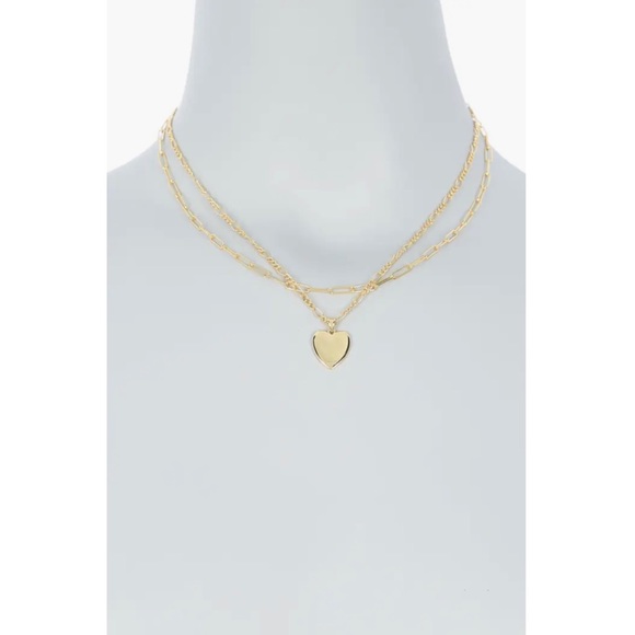ADORNIA‎ | Layered Heart Pendant Necklace - Gold - Picture 3 of 5